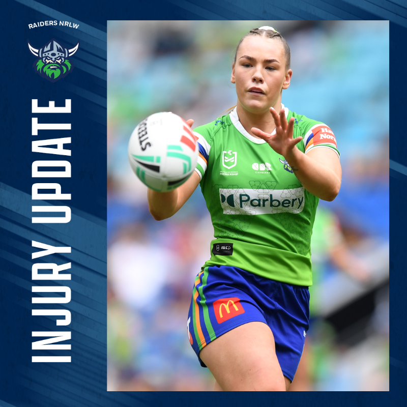 RaidersCanberra's tweet photo. Hollie-Mae Dodd will miss the remainder of the #NRLW season after scans revealed that she ruptured her ACL in Sunday’s win over the Cowboys.

#WeAreRaiders