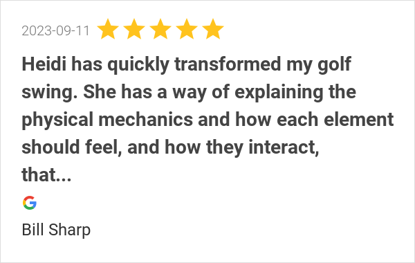 goheidimitchell's tweet photo. New 5.0-star Review: "Heidi has quickly transformed my golf swing. She has a way of explaining the physical... https://t.co/ILXEA8bu7O