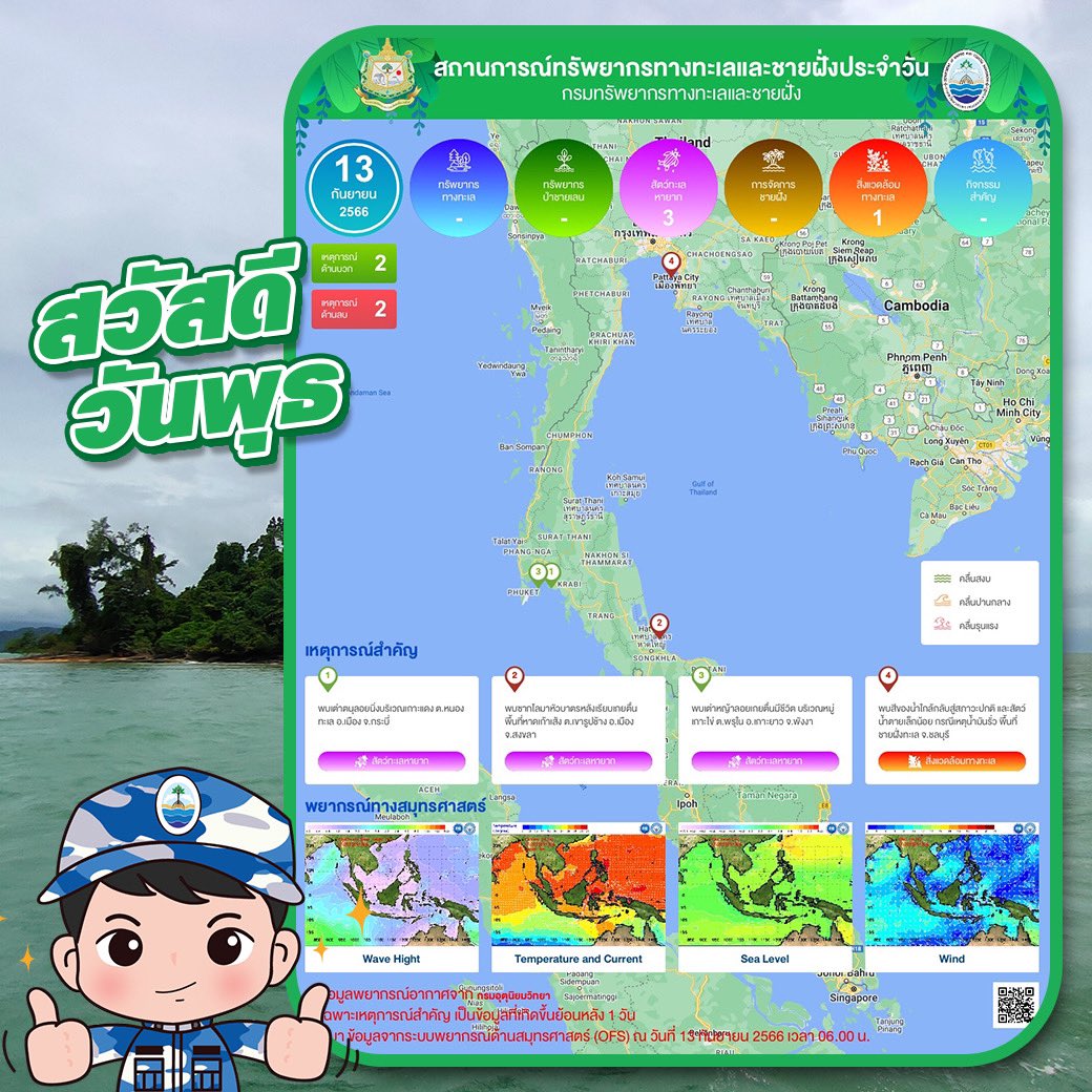 ทะเลไทยมีอะไร
สรุปสถานการณ์ทรัพยากรทางทะเลและชายฝั่ง
ประจำวันที่ 13 กันยายน 2566 มีข่าวเหตุการณ์ทางทะเลและชายฝั่ง 4 ข่าว
🗓 สามารถติดตามข้อมูลเพิ่มเติมได้ที่ edailyreport.dmcr.go.th
#dmcrthknowledge #dmcrth