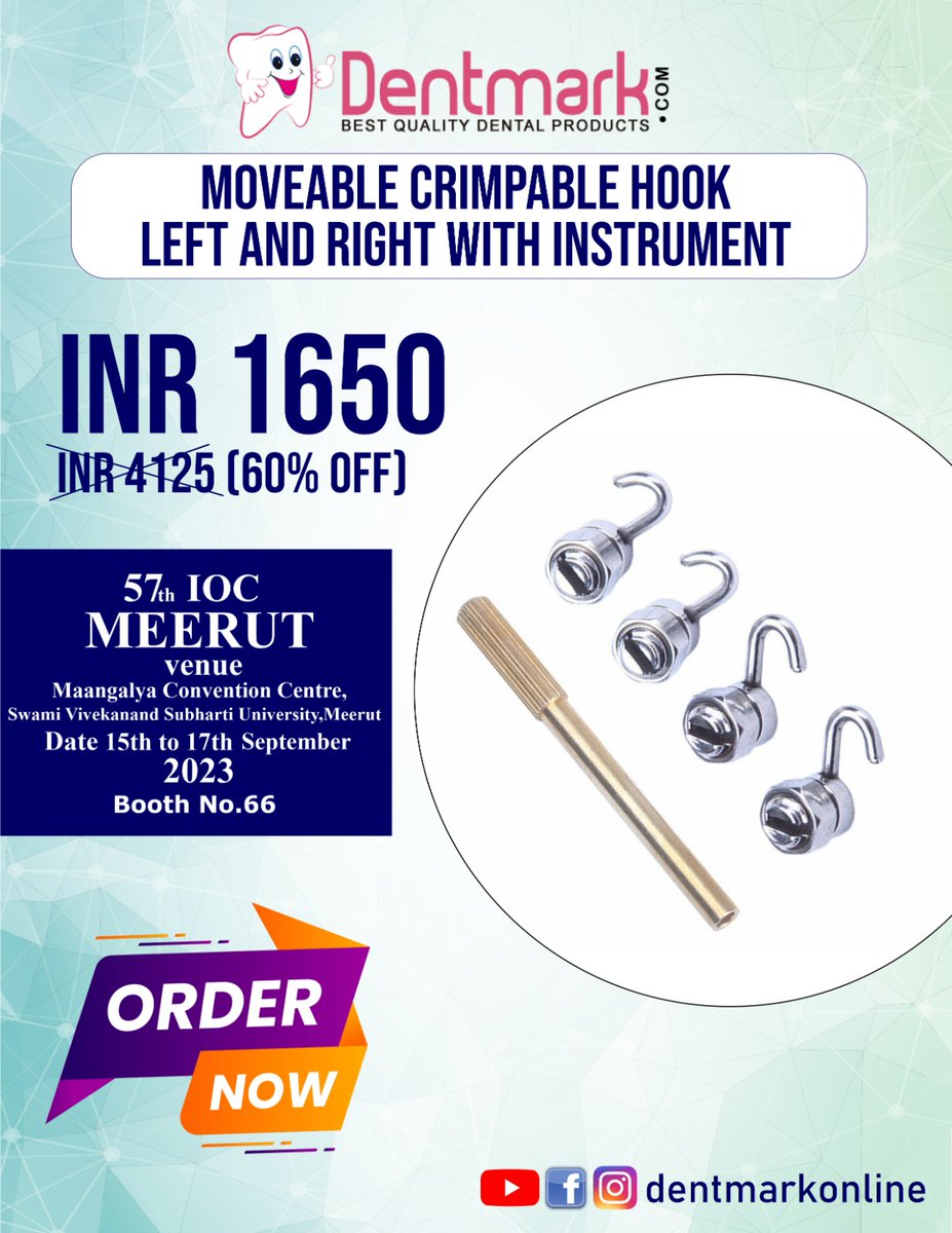 dentmarkonline's tweet image. Silver Sponsor 
57th IOC MEERUT 
Visit our booth no.: 66 to get exclusive ortho products 
Venue: Maangalya Convention Centre, Meerut
Date: 15th Sep. - 17th Sep

To Buy 👇
dentmark.com/products/5249/…

#meerut #dentalexpodent #meerutexhibition #dentmark #dentistequipment #dentalproduct