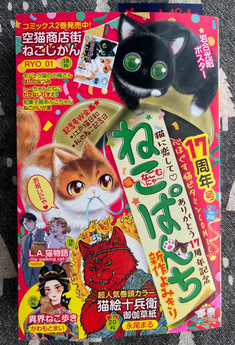 【宣伝】少年画報社さん「ねこぱんち」発売中です🐈
17周年おめでとうございます~🎊🎉✨
「猫と魔女の魔術書店」第二話20p掲載されています。
前回は「どんな猫とでも添い寝できる魔法」でしたが、今回は「誰かの願いが叶う魔法」です。
ぜひぜひ読んで、良かったら感想やアンケートなどよろしくお