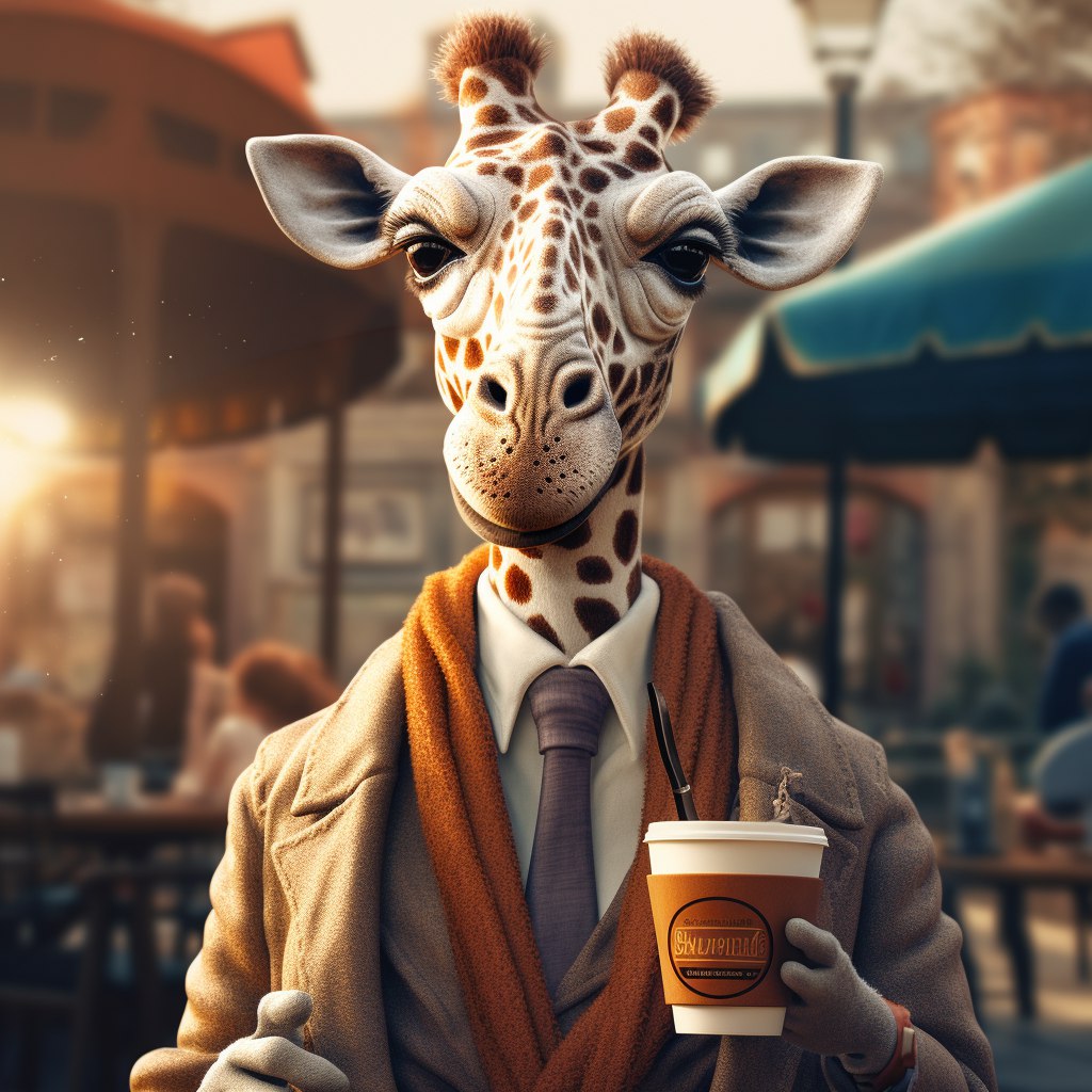 Good morning, world! ☀️ Starting the day with a tall cup of coffee and a touch of whimsy. 🦒🍃 Let's reach new heights today and make it a day worth remembering! Cheers! ☕️ #GoodMorningVibes #CoffeeToGo #GiraffeLove