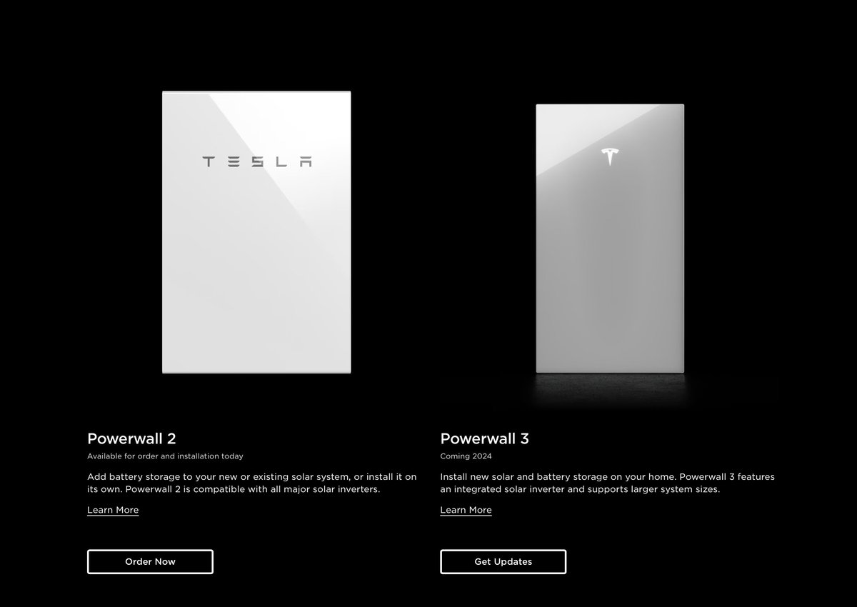 SawyerMerritt's tweet photo. BREAKING: @Tesla has officially introduced Powerwall 3 on its website, along with its specs.

Highlights:
• Energy Capacity: 13.5kWh (same as before)
• Solar inverter directly integrated. 6 solar inputs (up from 4)
• On-Grid Power: 11.5 kW continuous
• Now flood resistant to over 2 ft
• Backup Power: 11.5kW continuous (64% more than before)
• System expansion available anytime. 40.5 kWh max addition per unit
•  287 lbs (16% lighter than Powerwall+)
• Dimensions: 43.25 in x 24 in x 7.6 in
• Tesla says Powerwall 3 is coming in 2024