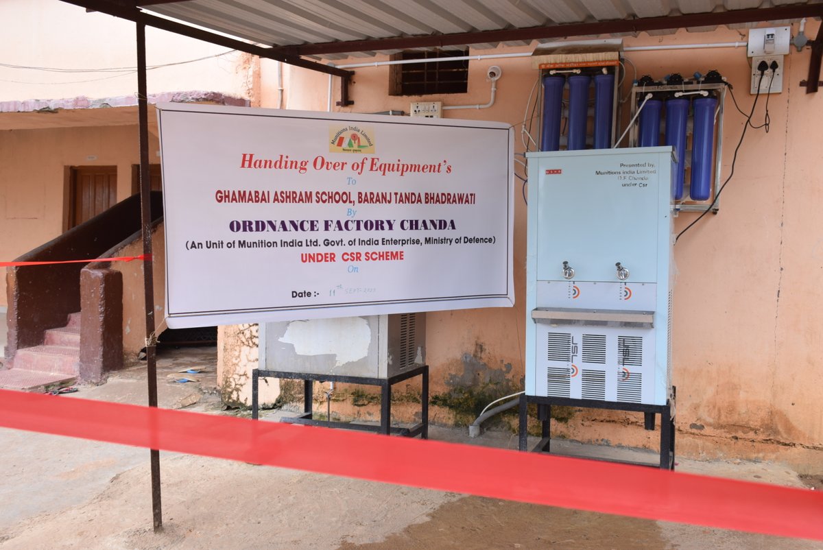OFCH through it's CSR project undertook an initiative to provide clean drinking water and soothing environment to the students of Ghamabai Ashram School, Baranj Tanda by way of providing water cooler along with water purifier and ceiling fans.
<a href="/IndiaMunitions/">Munitions India Limited (MIL)</a>