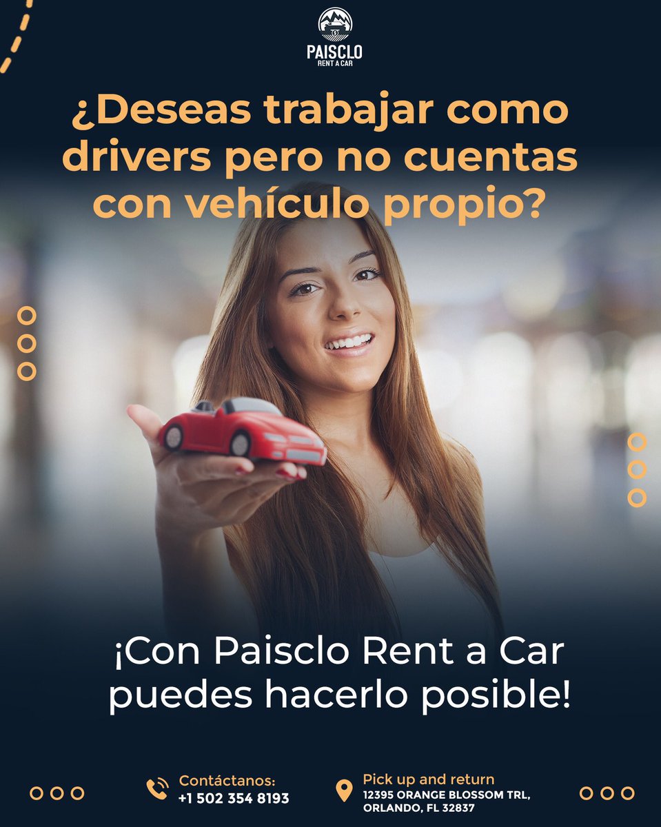 Paisclorentacar's tweet photo. ¿Deseas iniciar o ya te encuentras trabajando como Driver? Paisclo Rent a Car es tu fiel aliado 😎

Poseemos una gran flota de autos perfectos para que puedas trabajar sin complicaciones y a un precio especial. 😏

#CyYInvestmentsGroup #PaiscloRentACa https://t.co/eIpfExqUb6