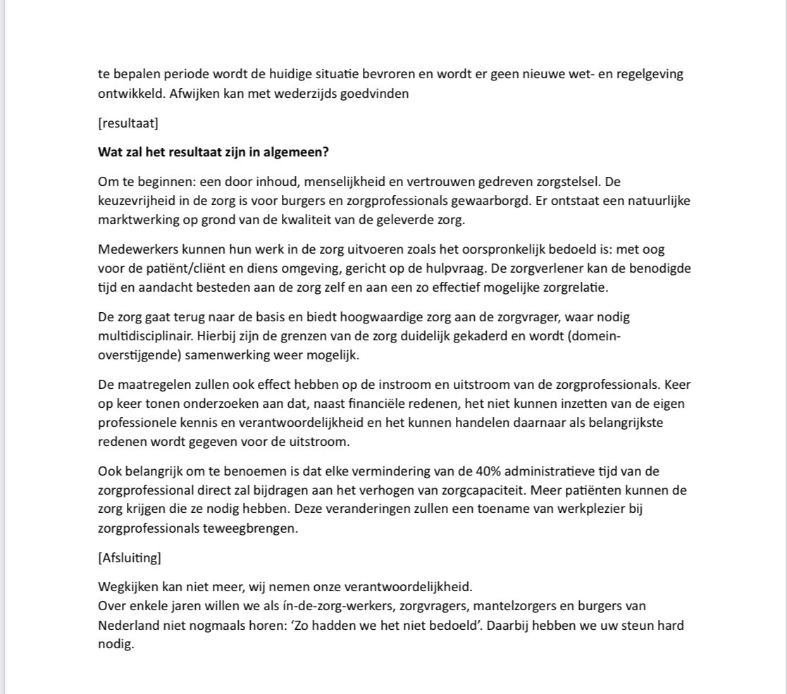Het is dan ook niet verwonderlijk dat de “zorg”kosten blijven stijgen, zolang geld uitgangspunt is en niet kwaliteit/zorg.
Uitgaan van het laatste leidt tot betaalbaarheid. Het is eerste is ingewikkeld-, duur- en ziekmakend.

En zo’n “plan” maken viel best mee;)
#ZorgTroonrede