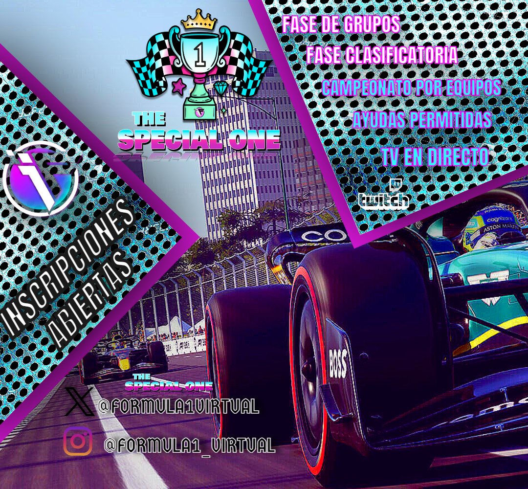 🏆 The Special One 🏆
Round 1
🌐 GP BAKU
🌐 GRUPO B
<a href="/ERL_ESPORTS/">ERL ΞSPORTS®</a>
<a href="/VirtualDrivers/">Hispania Virtual Drivers</a>
<a href="/deluxef1esports/">🏁 Deluxe Esports Team 🏁</a>
<a href="/VCX_Spain/">VCX Spain</a>
<a href="/casaricorseteam/">Scuderia Casari Corse</a>

 📺twitch.tv/Formula1Virtua…
🎙️ <a href="/cocoloco300/">cocoloco29</a> 
🎙️ <a href="/WSharperduke/">TCC Duke</a>
🕥 22:30

Comenzamos la Temporada!!
Os esperamos 😉😜