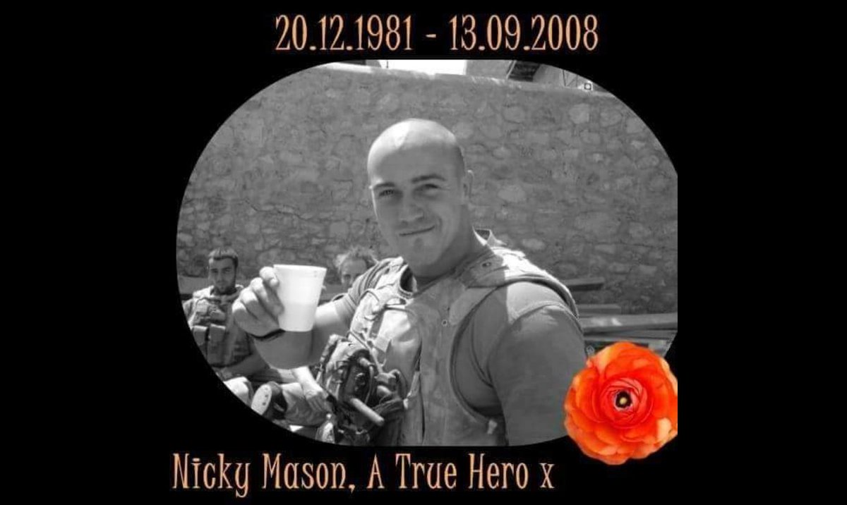 KeyserSosse's tweet photo. 13th September, 2008

Lance Corporal Nicky Mason, aged 26 from Aveley, Essex, and of 2nd Battalion The Parachute Regiment, was killed in an explosion whilst on a patrol near Kajaki, Helmand Province, Afghanistan 

Lest we Forget this brave young man who gave his all 🏴󠁧󠁢󠁥󠁮󠁧󠁿🇬🇧 https://t.co/OGgFtRbh4E