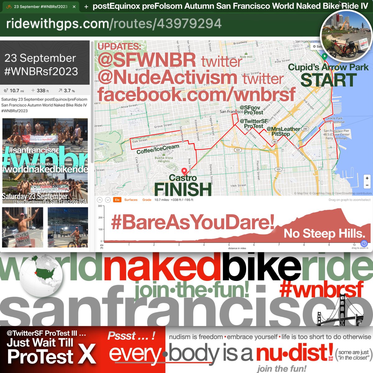 sfwnbr's tweet photo. @gonaqedco Get ready to roll with Us Saturday 23 September to ProTest nannie antiNudity rules &amp; laws &amp; demonstrate for the record that #SocialPublicNudism does no harm &amp; has Legions of Fans.

#WNBRsf2023 
#ReNormalizingFreedom
#ReNormalizingTheHumanBody https://t.co/EiK7HmN2vu