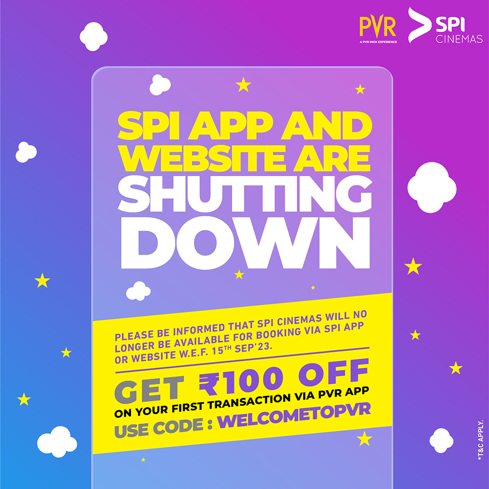 Starting September 15th, embrace seamless movie magic! Say hello to hassle-free ticket reservations through the PVR app! 🎟️

Book now: cutt.ly/y7S9ryy

Use code - WELCOMETOPVR to get Rs. 100 OFF on your first transaction via PVR App
.
.
.
#PVRApp #PVR #SPICinemas #SPI