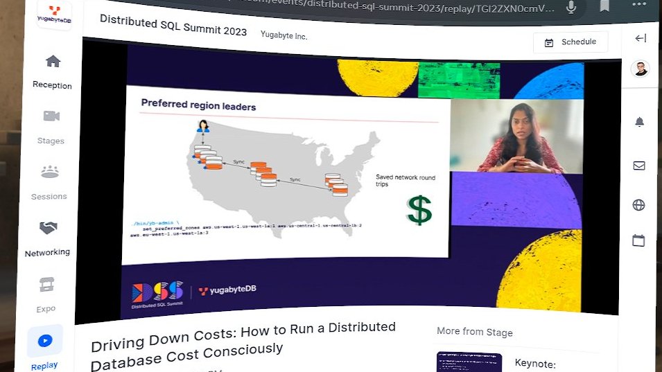 FranckPachot's tweet image. Great session by Rema Subramanian at #DSS2023 presenting many @Yugabyte features from the pov of cost reduction: remote bootstraping, read replicas, preferred region leaders, compression...
app.hopin.com/events/distrib…