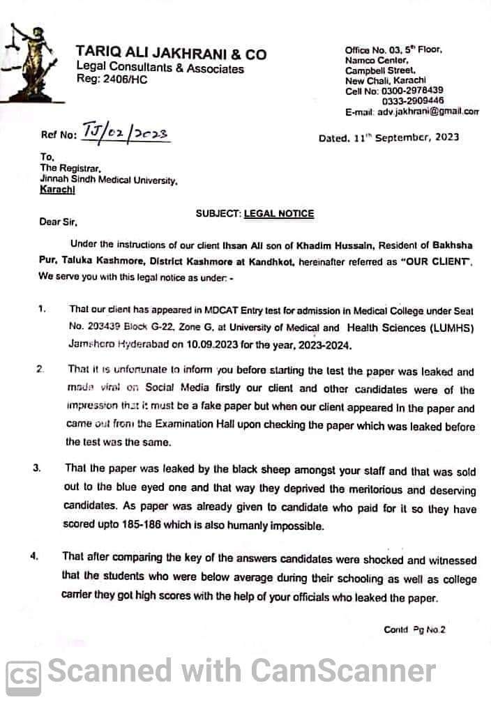 medstudentunion's tweet photo. A legal notice Has been sent to relative authority.
A petition has been filed to reconduct #MDCAT in Sindh because the paper was leaked before the exam started.
Let's see what happened https://t.co/XBT6uHhK5F
