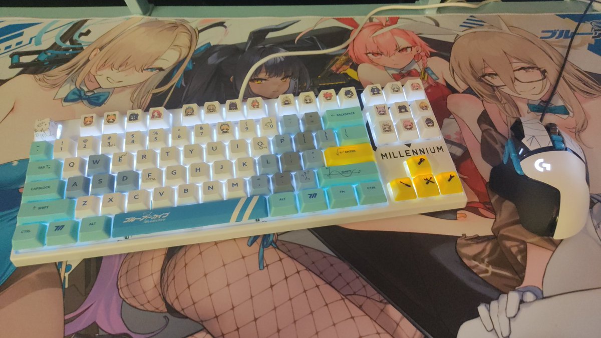 アスナ(ブルアカ) ,アスナ(バニーガール) ,カリン(ブルーアーカイブ) ,カリン(バニーガール) ,美甘ネル(ブルアカ) 「きちゃあああああああああああああ 」|ろーぜんのイラスト