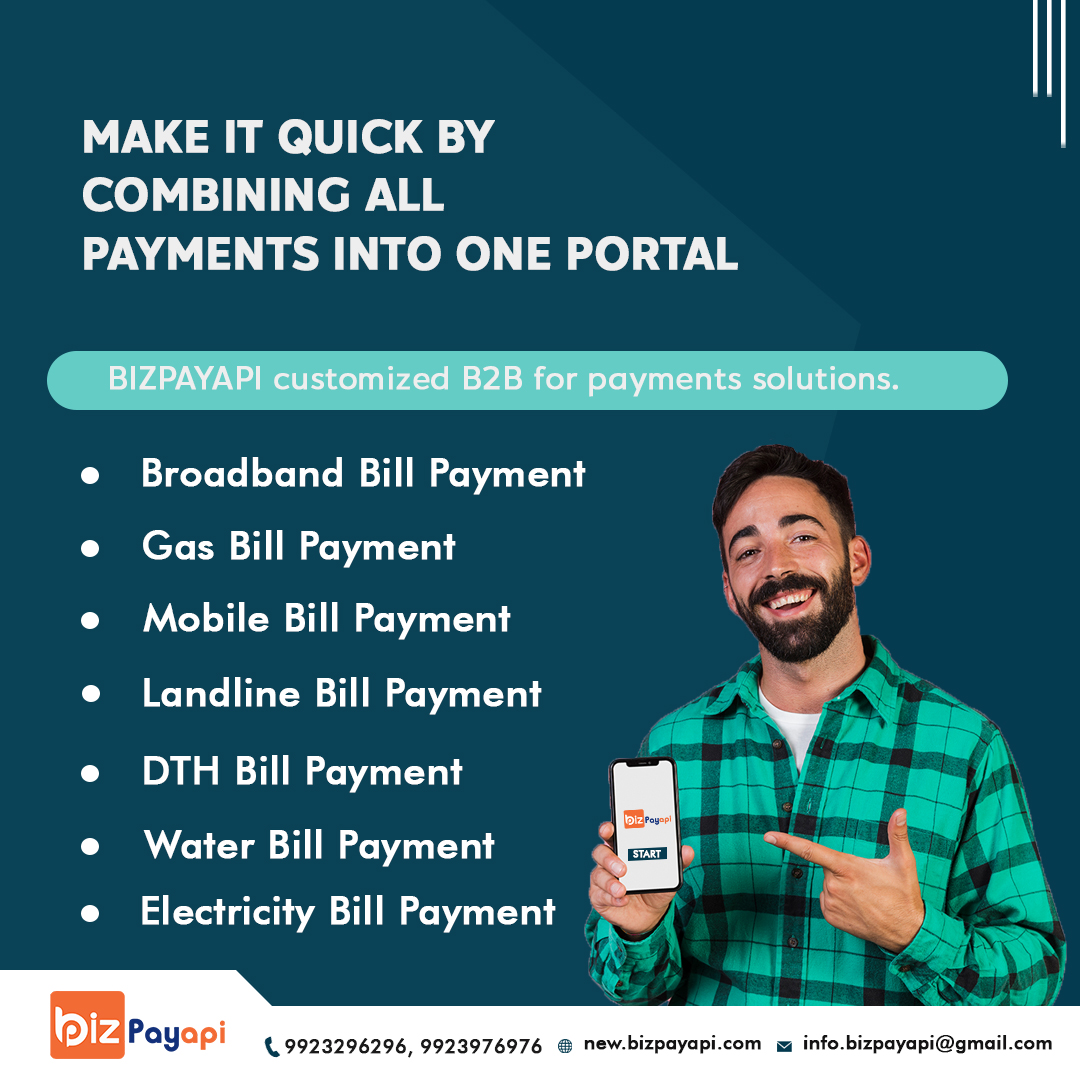 BizpayApi's tweet image. Make It Quick By Combining All Payments Into One Portal
Bizpay Api
#broadband #gasbill #mobilebill #landlinebill #DTHrecharge #waterbill #electricitybills
