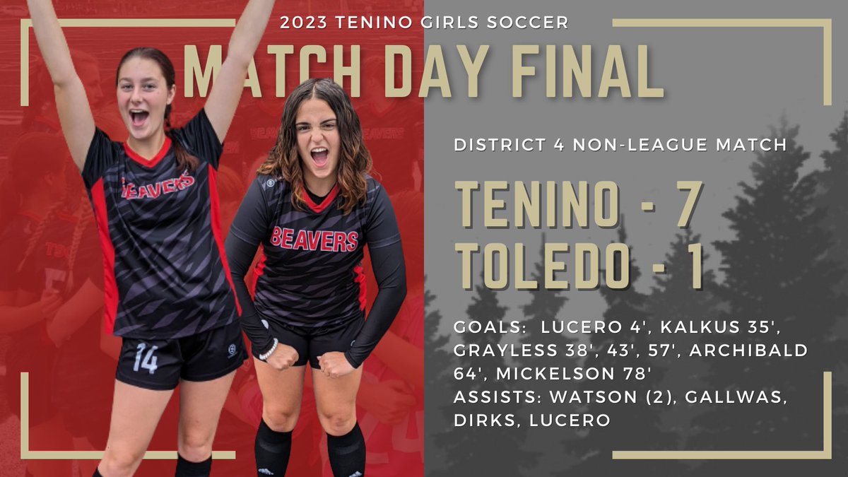 A win on the Blacktop! 

Congrats to Chloe Grayless for scoring her first Varsity goal and then bagging two more for a hat trick! 

Another home game coming up on Thursday vs Adna, kickoff at 7PM. JV will play WF West's C-Team beforehand, kickoff at 5PM.

#GoBeavs #OnTenino