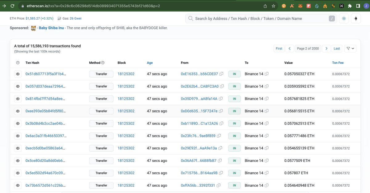 ChainRestart's tweet image. 突然大批量账户充值回 #Binance，感觉像是空投反撸放弃的？ #Airdrop