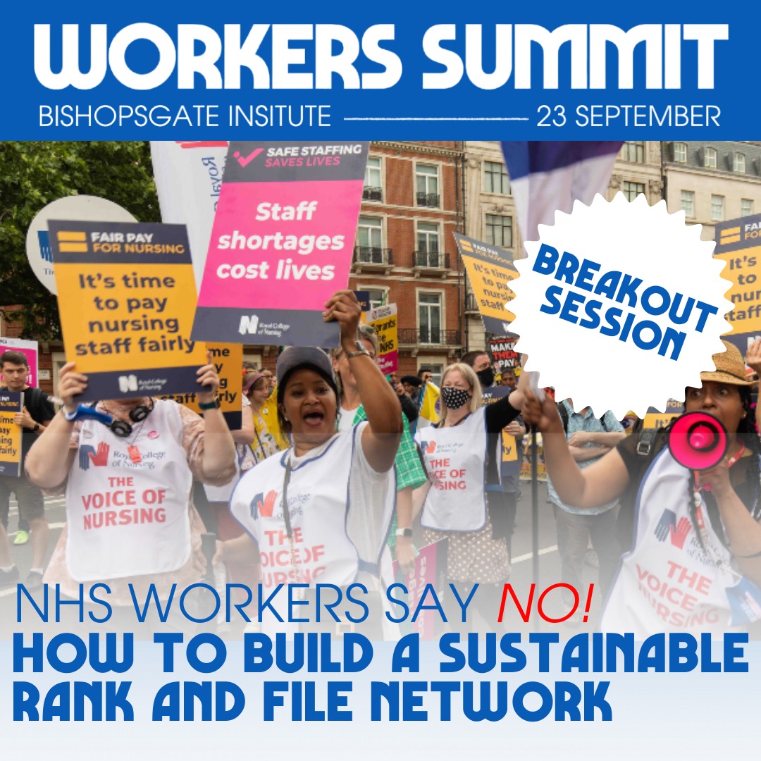 What a session this will 👊👊

3 years of building a powerful Rank and File Network to save the NHS! 

How have they done it? How can they grow? how can we link the fights and what is coming next? 

Join us for some great discussion! 

#LinkTheFights #RejectBadDeals #FightToWin
