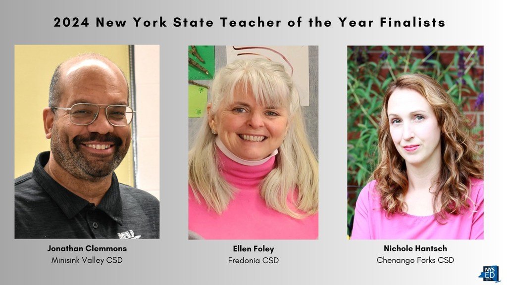 FredoniaCSD's tweet image. CONGRATS TO  MRS. FOLEY: The Board of Regents recognized three exemplary educators, all finalists for the 2024 NYS Teacher of the Year.  One was our very own Ellen Foley!  Well done!  We are all very proud of you!