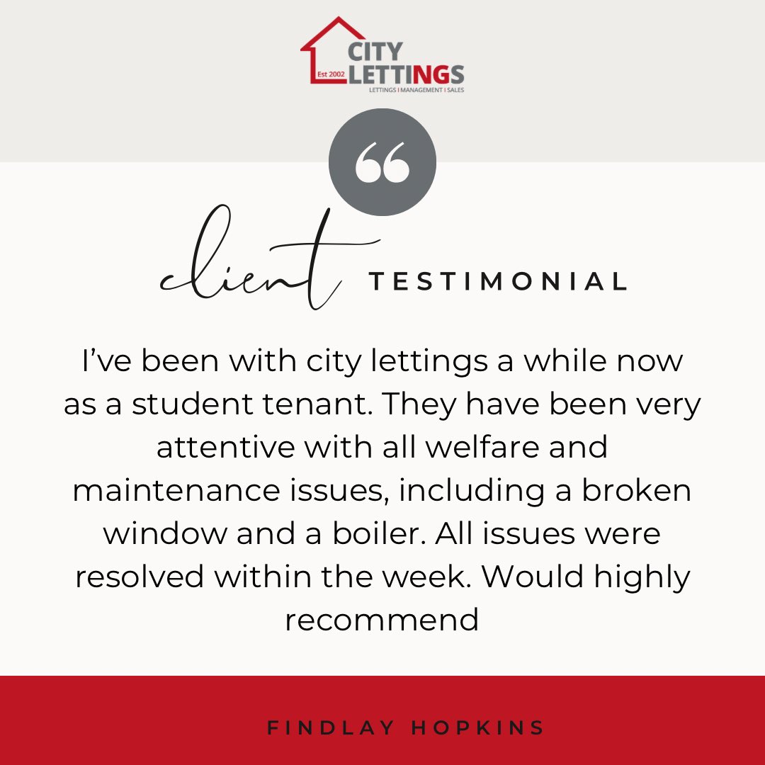 cityletsnotts's tweet photo. A fab review from one of our #students &amp; reflecting our excellent #maintenanceservice we offer.
If you’re a student at @ntupeeps 
or @UniofNottingham &amp; are looking for a property to let in #Nottingham, get in touch with our expert team:
📞0115 950 2172
📧 sales@citylettingsuk.com https://t.co/ACA5FFWGIs