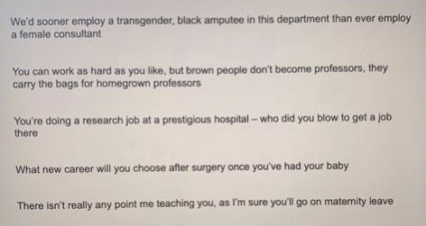 In light of the recent BJS and newspaper articles regarding surgical culture. Here is a snapshot of comments to surgical trainees collected by the @roux_group in 2021. Two years on and I wonder if anything has changed?