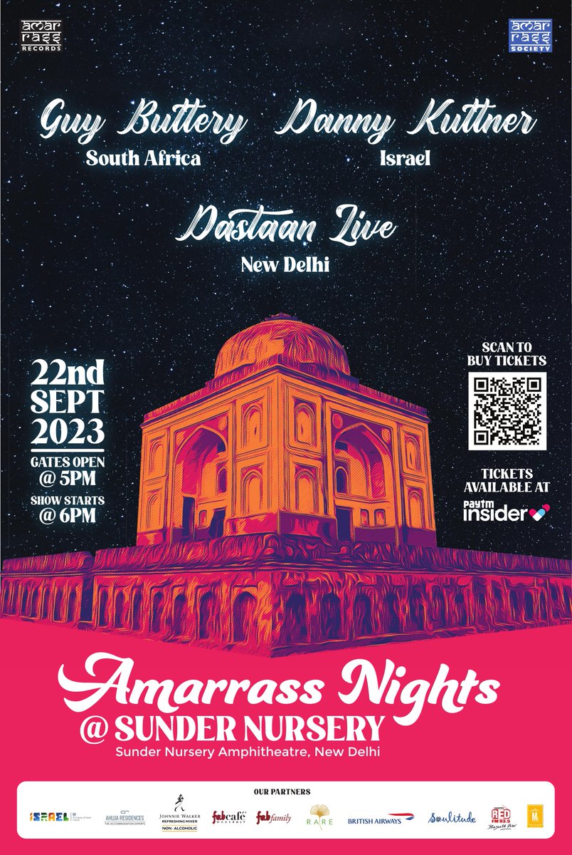MantzurReuma's tweet photo. Excited to announce that Israeli singer Danny Kuttner will be gracing the stage at #AmarrassNights in Delhi's Sundar Nursery! 🎶🌟 Kudos to Amarrass Nights for their incredible work in bringing world music to this picturesque setting.  Sep 22nd, 5 PM gate open, 6 PM showtime! https://t.co/NBL2DEihVV