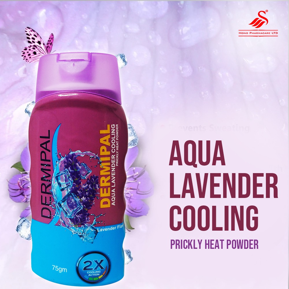 monopharmaltd's tweet image. Elevate Your Skincare Routine with the Relaxing Aromatherapy of Lavender in Dermipal AQUA Cooling Powder. #PowderPerfection #DustingDelight #FreshnessRevived #SilkySmoothSkin #StayDustFree #GlowingComplexion #LuxuryPowder #RadiantBeauty #monopharmacare #pharmacare #parmaproducts