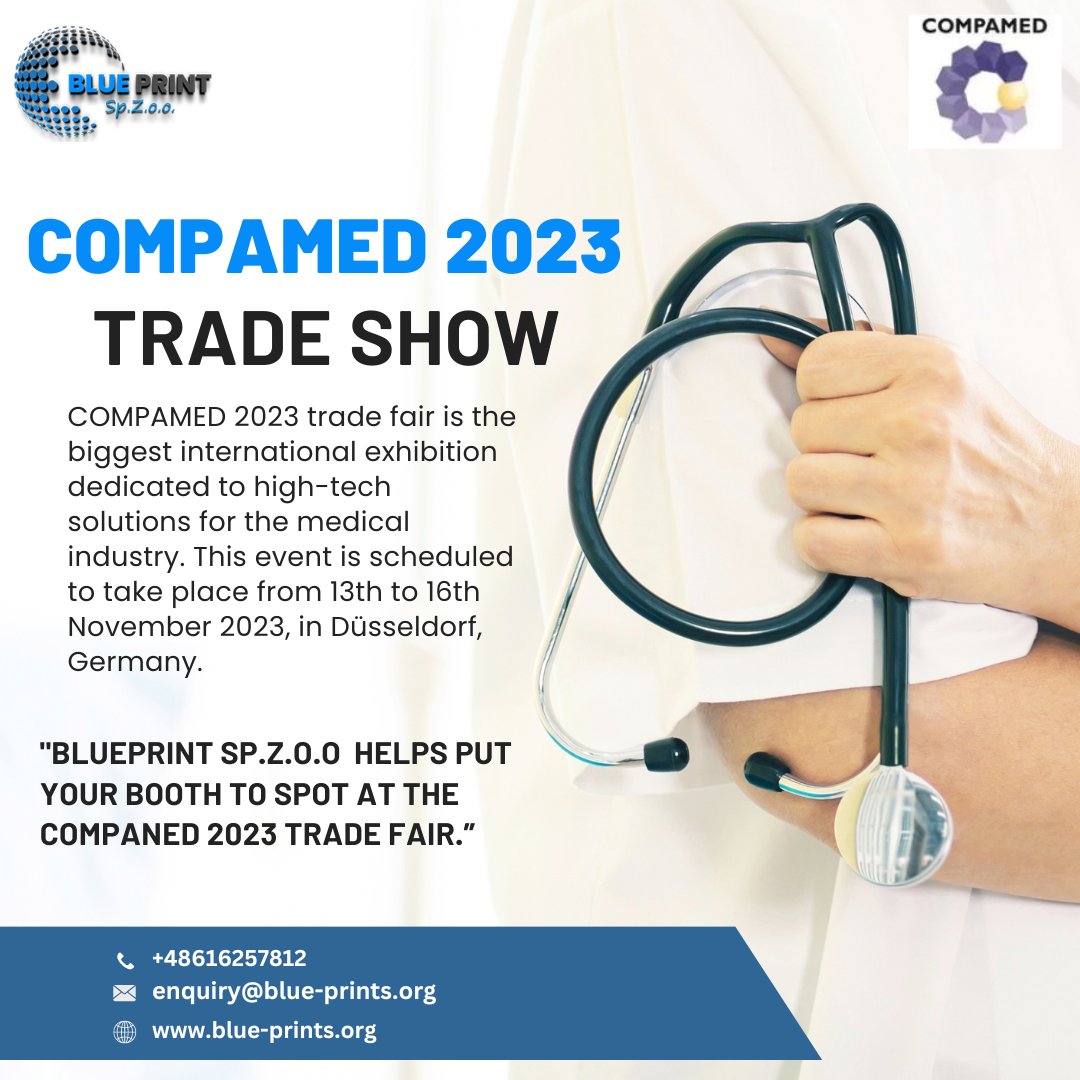 #COMPAMED 2023 trade fair is the biggest international exhibition dedicated to high-tech solutions for the #medical industry. This event is scheduled to take place from 13th to 16th November 2023, in #Düsseldorf, #Germany.
To know more visit here: blue-prints.org/compamed-dusse…