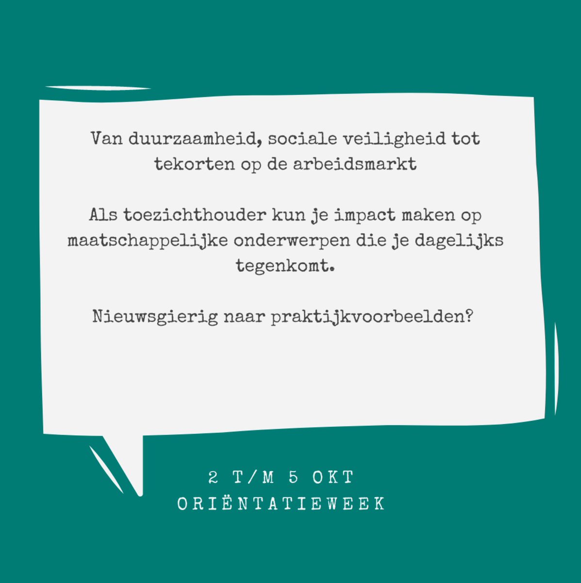Als toezichthouder kun je impact maken op maatschappelijke onderwerpen die je dagelijks raken.

Ontdek het zelf tijdens de oriëntatieweek: bit.ly/3zqaKQF

#personaldevelopment #motivation #management #leadership #Sustainability #productivity #rvc #RVT #toezichthouder