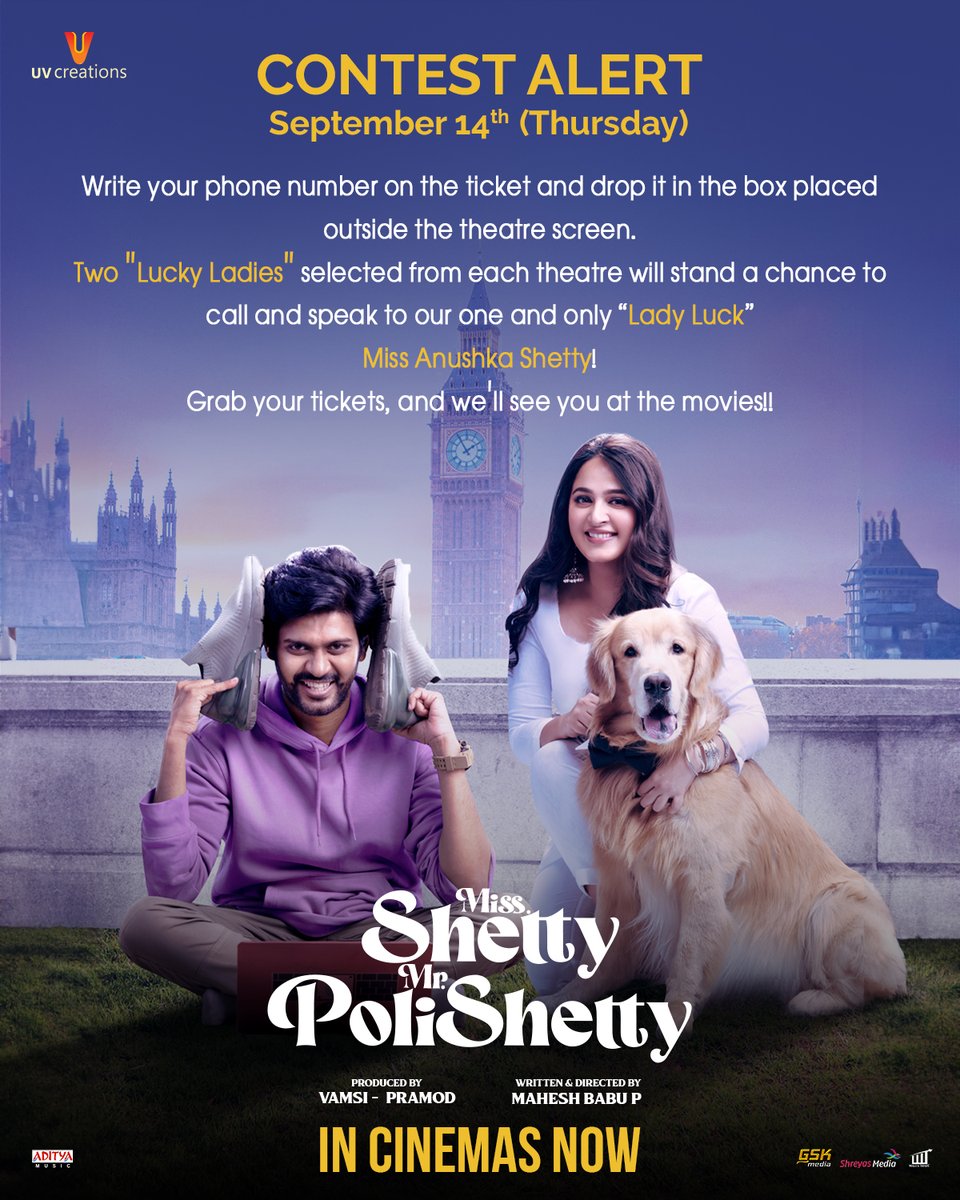 An extraordinary opportunity awaits you at the #MissShettyMrPolishetty special show 🤩❤️ Book your tickets and follow the simple steps for a chance to have a phone call with the gracious Lady Luck @MsAnushkaShetty 💫🤘🏻 𝐁𝐢𝐠𝐠𝐞𝐬𝐭 𝐄𝐧𝐭𝐞𝐫𝐭𝐚𝐢𝐧𝐞𝐫 𝐎𝐟 𝐓𝐡𝐞 𝐘𝐞𝐚𝐫…