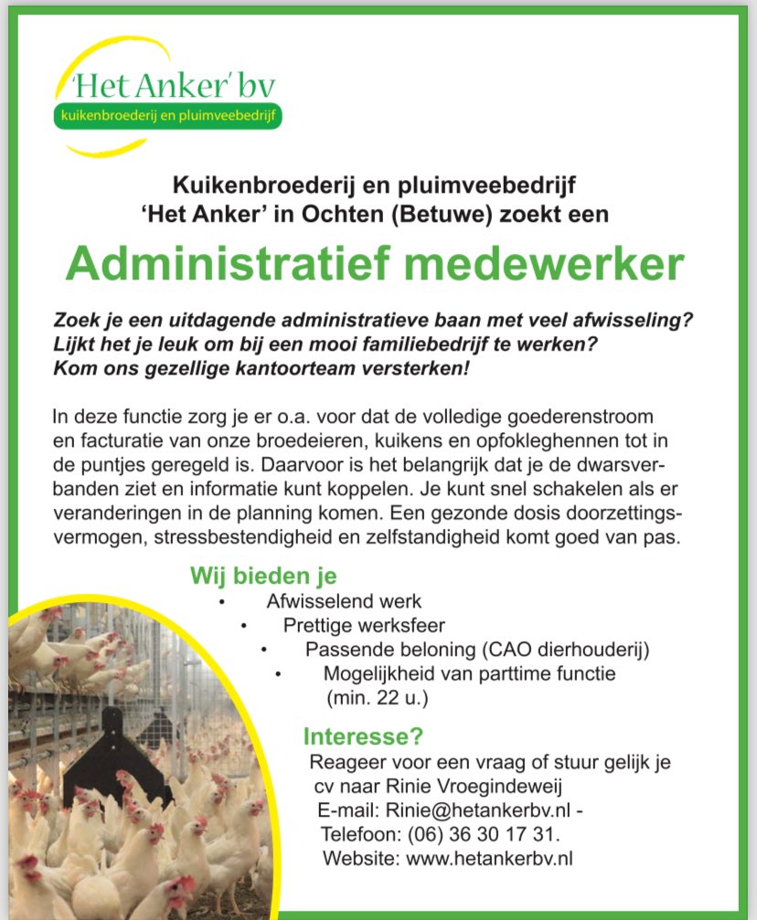 Ter uitbreiding van ons kantoorteam zijn wij op zoek  naar een Administratief medewerker. 
Interesse? Bekijk dan onze vacature.