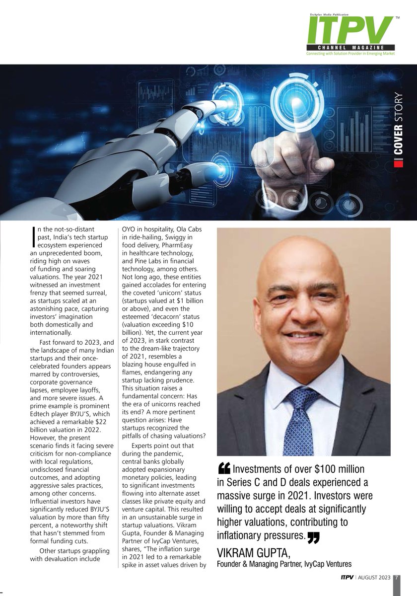 "Investments of over $100 million in Series C and D deals experienced a massive surge in 2021...", opined, <a href="/vikramgupta70/">Vikram Gupta</a>, Founder &amp; Managing Partner, IvyCap Ventures

Read at: lnkd.in/gDbgadsK

Subscribe to #ITPVMagazine for early bird lnkd.in/gkJWAQNQ

#itvarnews