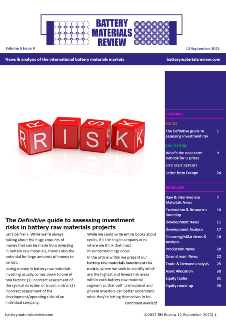 Check out Sept's @ReviewBattery for a detailed risk matrix on #battery material #investment. Plus discussion on #lithium price outlook and site visit notes. Plus all the news and analysis for the month.
rb.gy/il9ns
