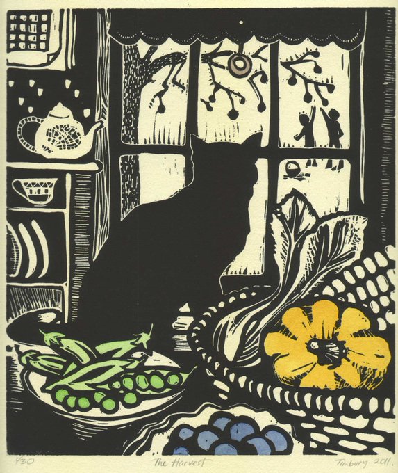 'The Harvest' by contemporary printmaker Helen Timbury #WomensArt