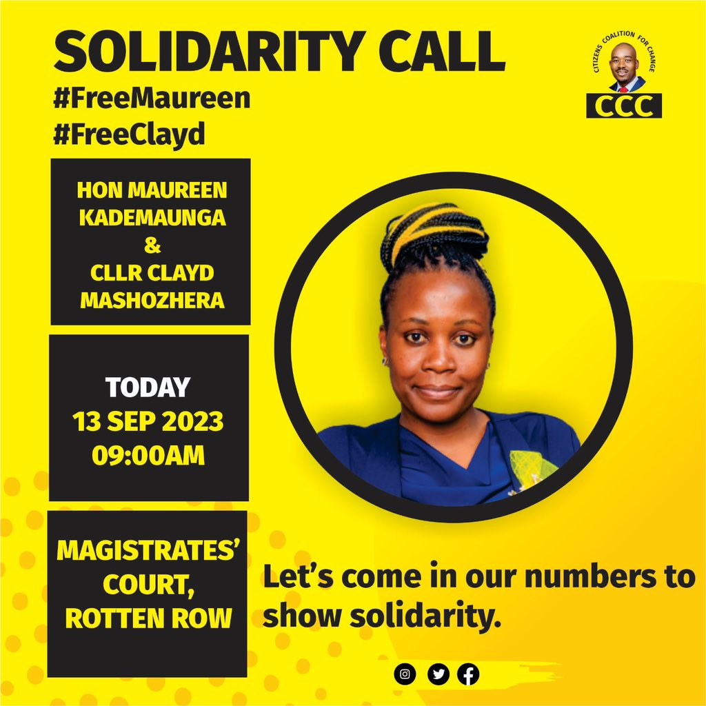 CCCZimbabwe's tweet photo. #FreeMaureen #FreeClayd https://t.co/3tzI48IrWd