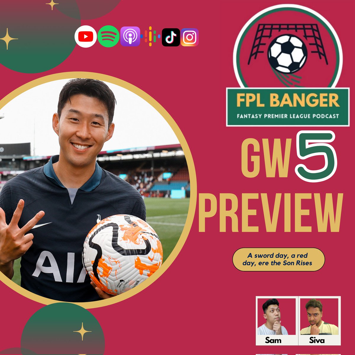 FPL_Banger's tweet photo. Recording our #FPLBanger GW5 Preview tonight ๐ discussing all the big issues this week including...
๐ฐ๐ท Son
๐ณ๐ฌ Awoniyi
โฉ Double Gameweek 7 and how it affects transfer plans
๐งข Captaincy
& your questions! Let us know ๐ https://t.co/hPim0wjkrr