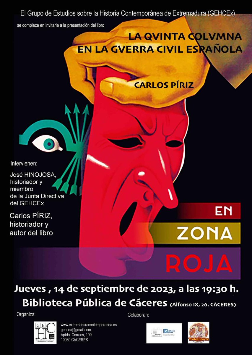 #Enzonaroja
<a href="/comareseditor/">Editorial Comares</a> 
<a href="/Gehcex/">GEHCEx</a> 
#todolibroscaceres
#libroscaceres
#todolibros
🛒todolibros.es