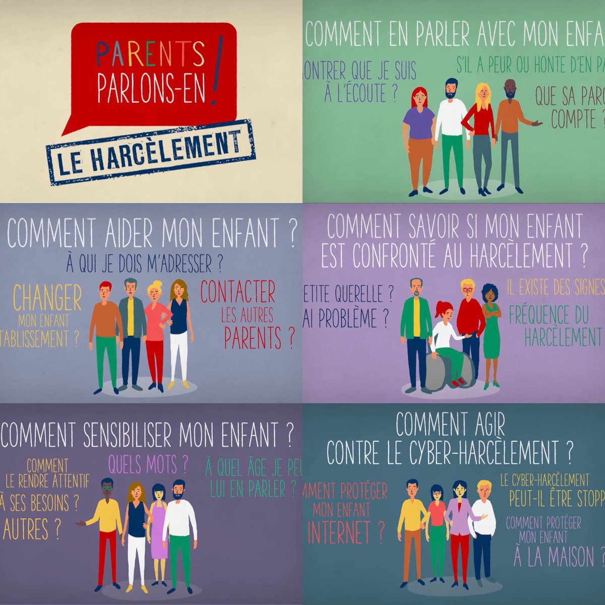 Notre série #Parents Parlons-en ! Le #harcèlement vous guide en 5 vidéos de 2 min et réponds à vos questions. Comment : 
✔️ Détecter
✔️ En parler
✔️ Sensibiliser 
✔️ Mettre fin 
✔️ Agir contre le #cyberharcèlement 
👉 internetsanscrainte.fr/programmes/par…
#NonAuHarcèlement #NAH #parentalité
