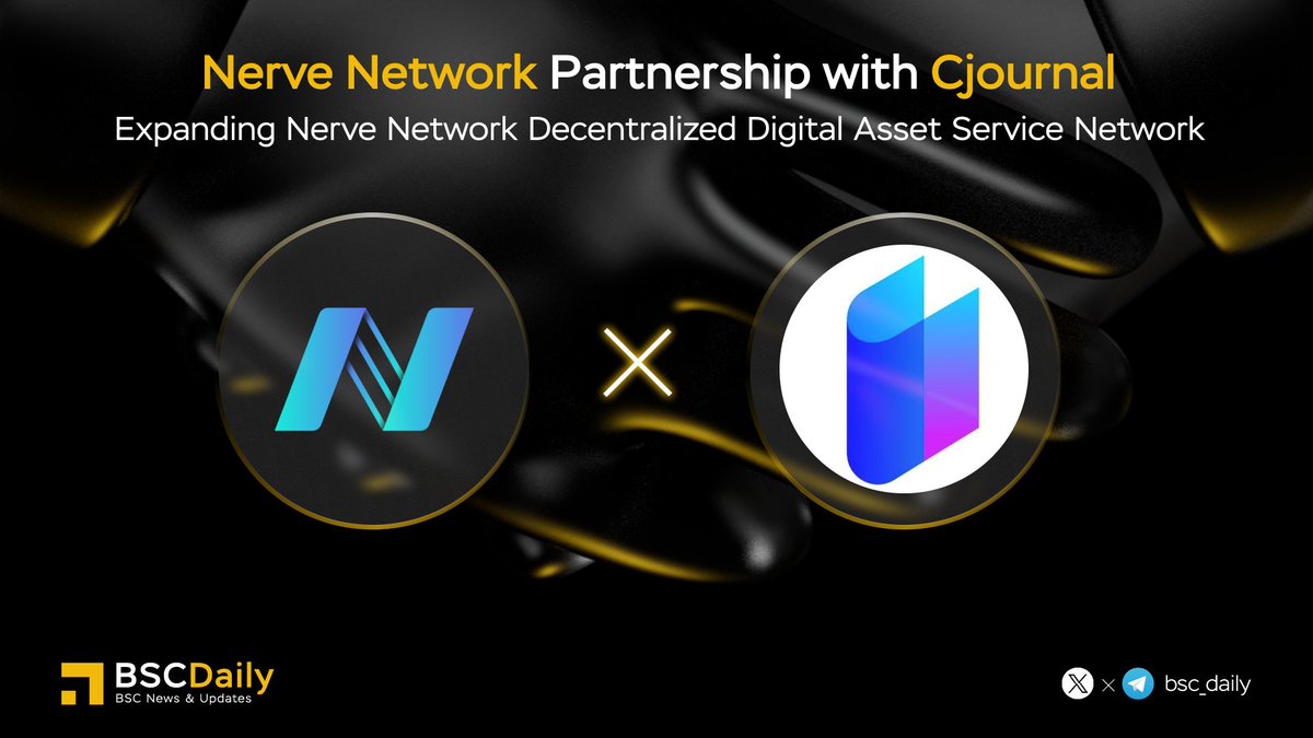 🎉 @nerve_network Partnership with @CjournalNews 🤝

The collaboration will expand #NerveNetwork Decentralized Digital Asset Service Network🔥

#NerveNetwork offers a cross-chain ecosystem with full suites of products:

#NerveBridge
#NerveSwap
#NerveFarm
#SwapBox

More👇

#BNB