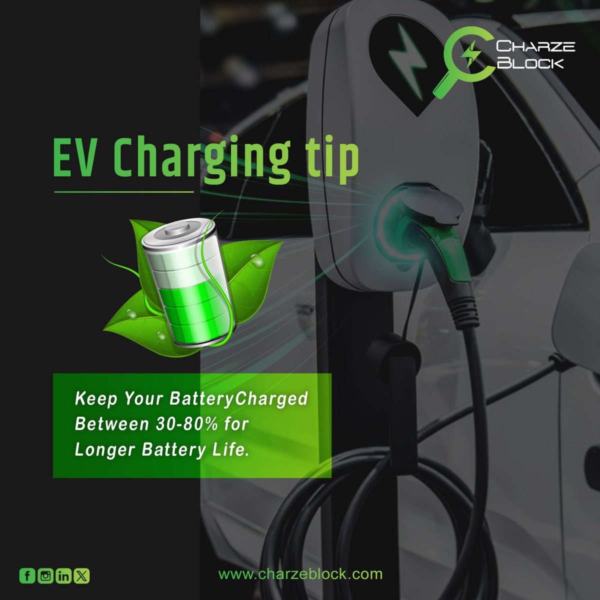 Discovering Eco-Friendly EV Technology 🌿⚡
Extend Your #EV Battery Life: Keep it Charged Between 30-80% 💡⚡Revolutionizing Mobility: The Core of EV Charging Stations. #EVCharging #ElectricVehicle #Charzeblock #cleanenergy    
 Explore more at charzeblock.com