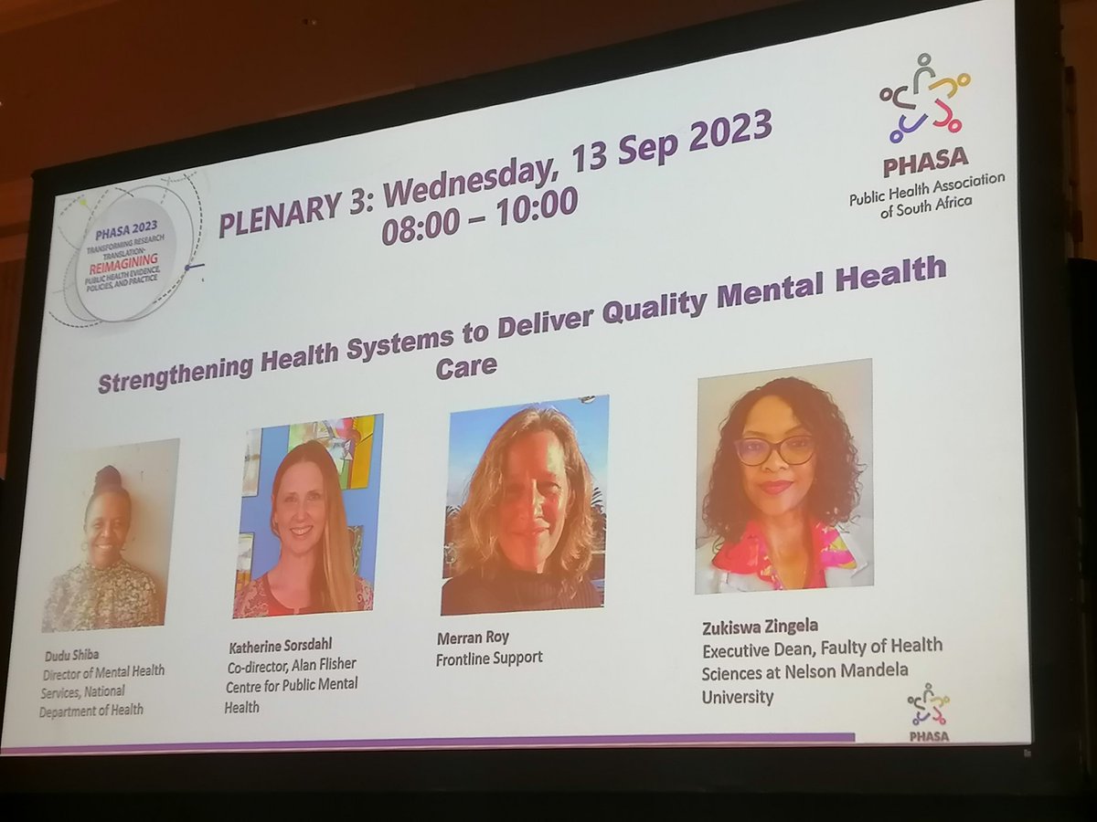 Day 4 #PHASA2023 Plenary session kicking off. Strengthening Health Systems to deliver quality #MentalHealth care. Fantastic panel - excited!

#Inclusivity #TekanoAtPHASA <a href="/TekanoSA/">Atlantic Fellows for Health Equity SA</a> <a href="/PublicHealthSA/">PHASA</a> <a href="/MentalHealth929/">PublicMentalHealth</a> <a href="/HealthZA/">National Department of Health</a> <a href="/OHSCSOCIALMEDIA/">Office of Health Standards Compliance</a> <a href="/atlanticfellows/">Atlantic Fellows</a> <a href="/HaccsaS/">HACCSA - Health Advocacy & Clinical Compliance SA</a> <a href="/SpotlightNSP/">Spotlight</a>