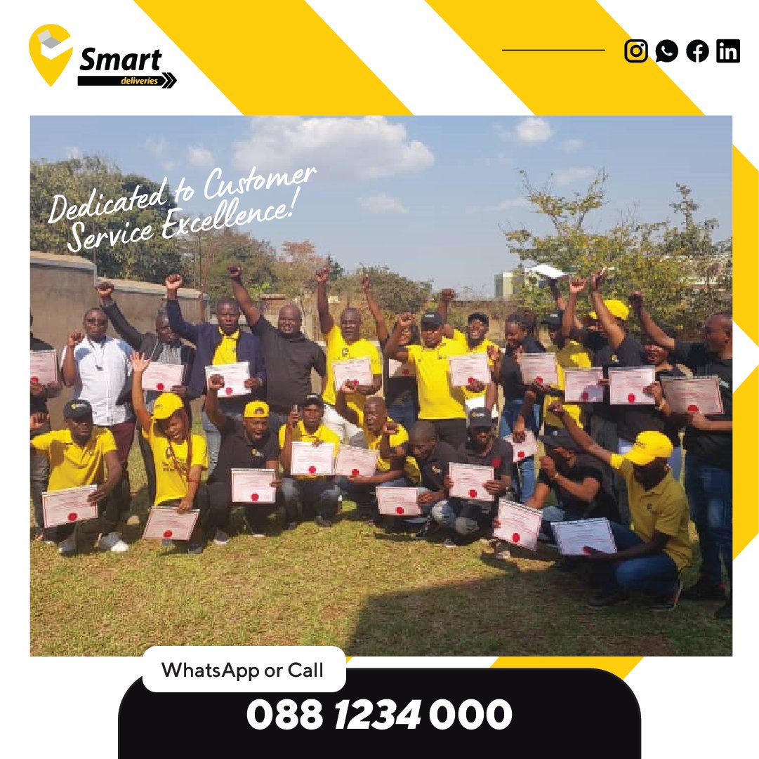 The Smart Deliveries team recently completed a training program to enhance service delivery. We are committed to delivering excellent and efficient service in all our departments. Thank you for always choosing  Smart Deliveries 💛🖤

#DedicatedToServe