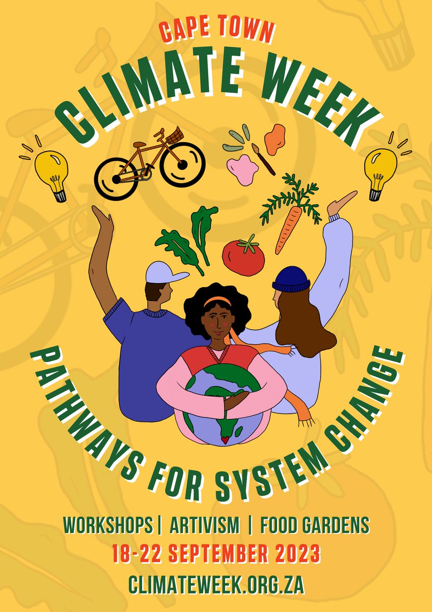 📣 The second edition of Cape Town Climate Week is next week: 18 – 22 September 2023
🌍For more info and to RSVP: climateweek.org.za
🌱Let's create pathways for system change!
#CapeTownClimateWeek2023