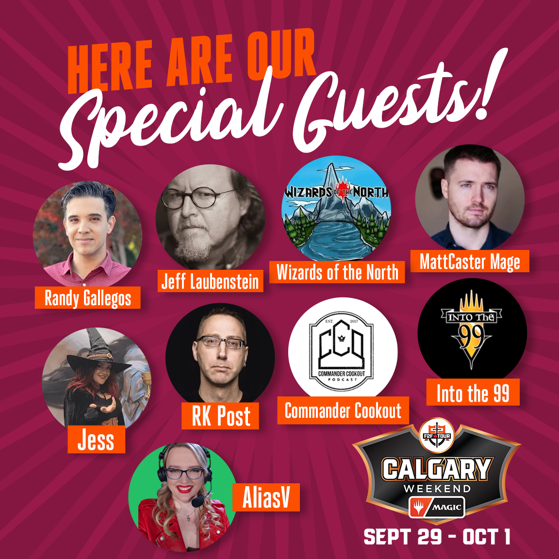 AliasV has joined our star-studded lineup for F2F Tour Calgary Weekend!

Be sure to follow your favourite creators to get coupon codes to save money and to earn <a href="/UltimateGuard/">Ultimate Guard</a> perks!

<a href="/postrk/">Marko Postrk</a> <a href="/gallegosart/">Randy Gallegos</a> <a href="/IllustratorJeff/">MEGA XP Mexico City & MagicCON Vegas 2026</a> @WzrdsOfTheNrth <a href="/Jess_WOTN/">Jess!</a> <a href="/mtgrobinsongma1/">Mattcaster Mage</a> <a href="/CCOPodcast/">CCO Ryan</a>