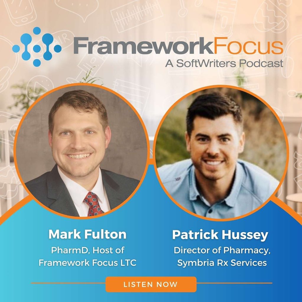 PharmacyPodcast's tweet photo. The Framework Focus podcast is front and center at the @SoftWriters 2023 #FrameworkLTC User Conference this week in Boston!
Build
Partner
Serve
In the latest episode, host Mark Fulton, PharmD, MBA, BCNSP, NSC-II and guest Patrick Hussey, PharmD, MBA sit down at Pharmacy Podcast Network studios to talk about emerging trends in pharmacy and what the future will look like for LTC pharmacy operators.
They highlight both new opportunities and challenges from a regulatory, technological and practice evolution perspective.
Listen on all podcast platforms.
Apple:
https://t.co/nqHMfKWGlo
Spotify:
https://t.co/q7RtEA2XT5