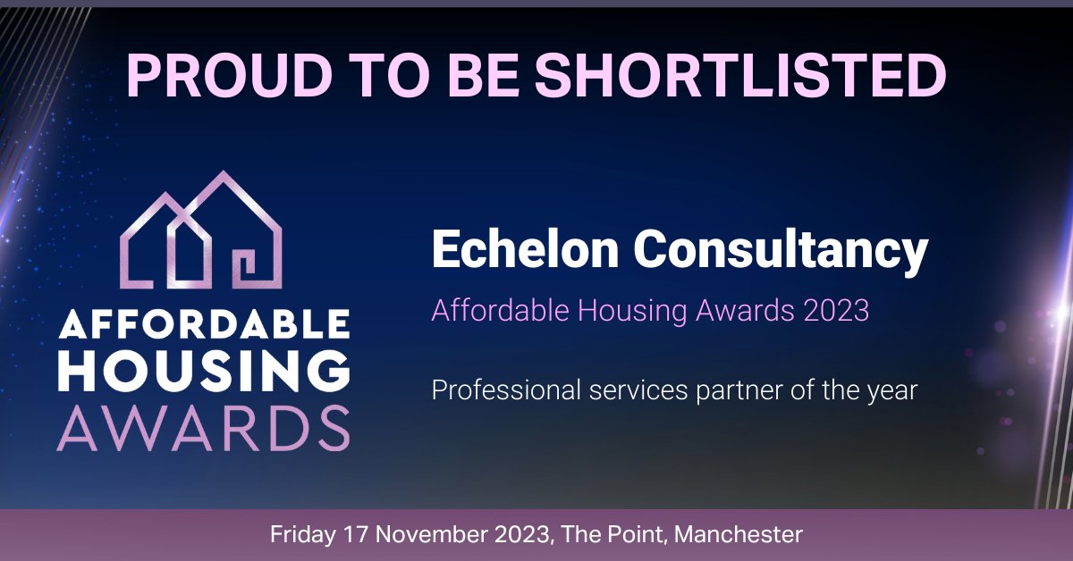 We’re delighted to share that Echelon has been shortlisted for Professional Services Partner of The Year at @UKhousingawards! 2023 has been a big year for Echelon, and we’re proud to be recognised for our innovation and the fantastic service our dedicated team delivers.