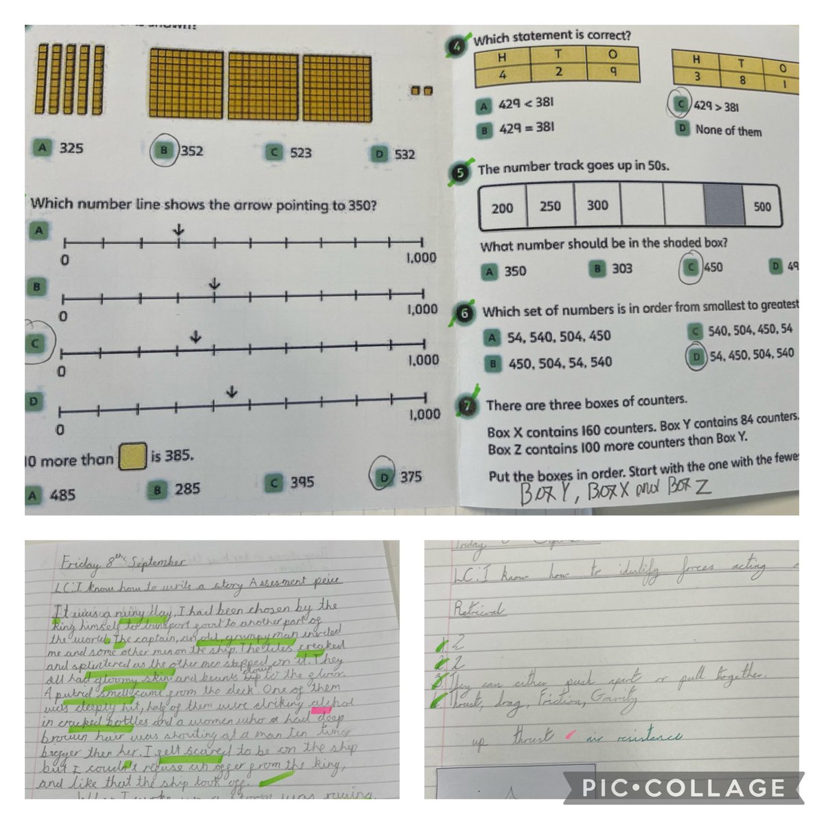 Class12stmarys's tweet photo. Welcome back Class 12.  We made a brilliant start last week to our new school year and completed lots of retrieval work. Here are just a few examples of English (narrative writing), Maths (place value) and Science (forces).  Well done! https://t.co/qSUAdh70yS
