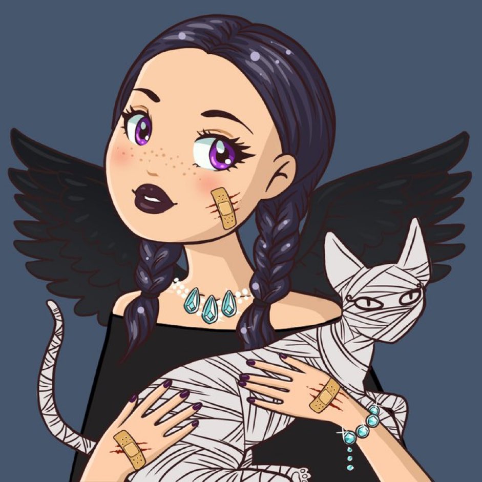 Gm gm fam! 🖤💜 How is your Wednesday going so far? 💜🖤 *Wink wink*  #NFT #CrazyCatDamsels #web3 #CryptoArt