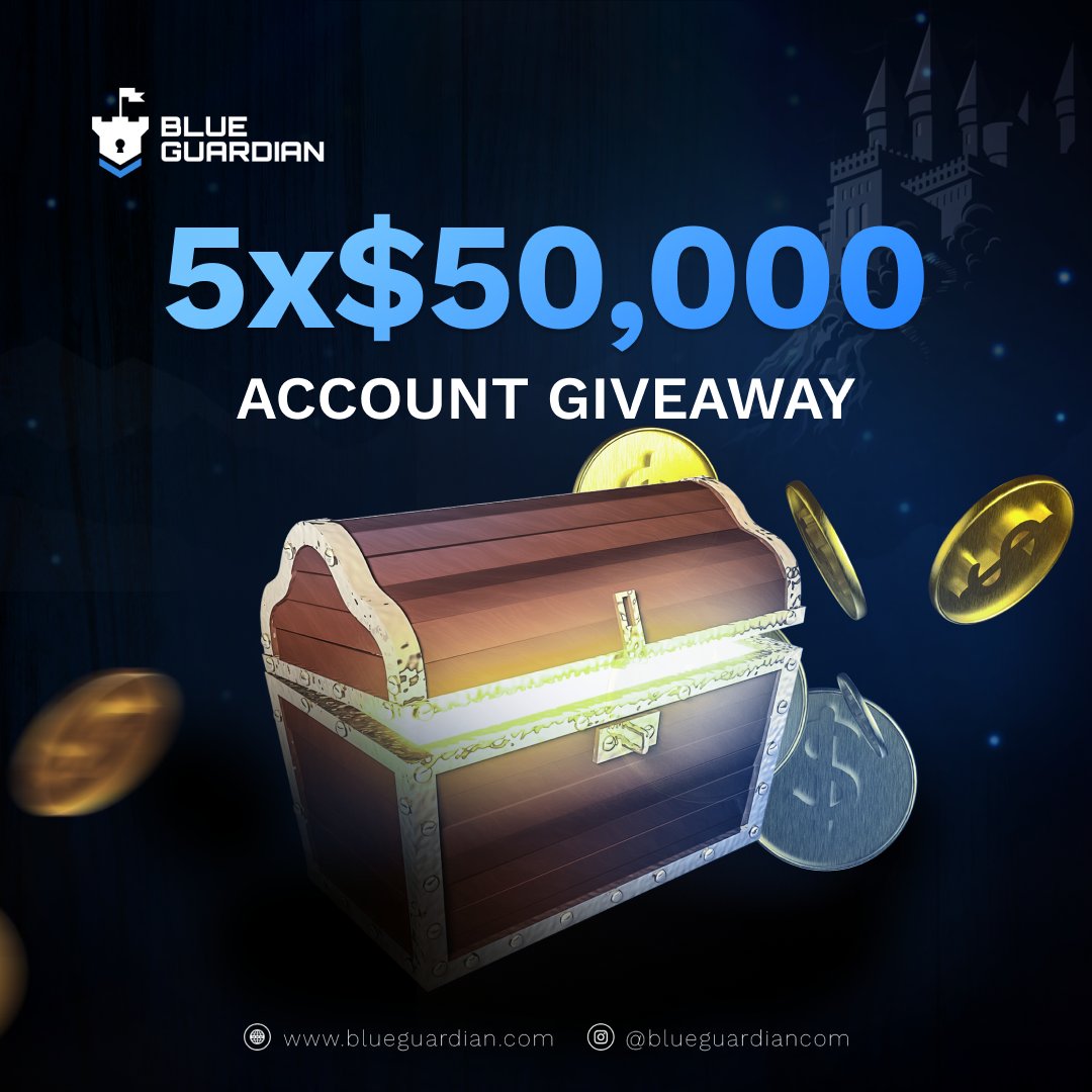 🛡️ GIVEAWAY ALERT 🛡️

5 x $50k #Giveaway to celebrate upcoming 1-Step model

1) Follow @blueguardiancom &amp; turn notifications ON w proof 🔔

2) Like &amp; retweet

3) Tag 5 traders &amp; comment favourite trading pair

Picking our most active followers along with Twitter picker 👀

72h 🛡️