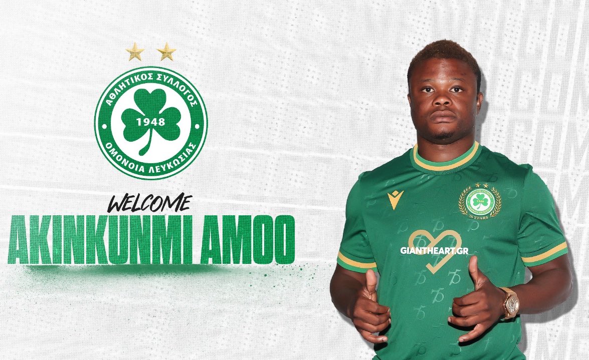 21-year-old Super Eagle Player Akinkunmi Amoo <a href="/OfficialAmoo/">Akinkunmi Amoo</a> has sealed a three year deal to Omonia  from F.C. Copenhagen.