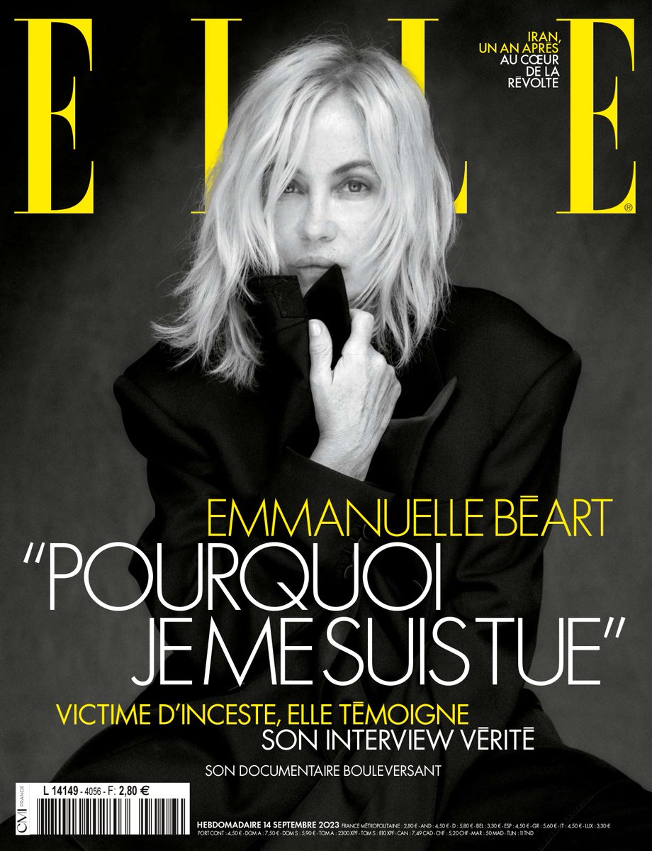Votre magazine ELLE avec Emmanuelle Béart.
À retrouver cette semaine :
Emmanuelle Béart, victime d’inceste, elle témoigne. Découvrez son interview vérité et son documentaire bouleversant.
Iran, un après : au coeur de la révolte.

#ellefrance #ellemagazine #emmanuellebeart #iran